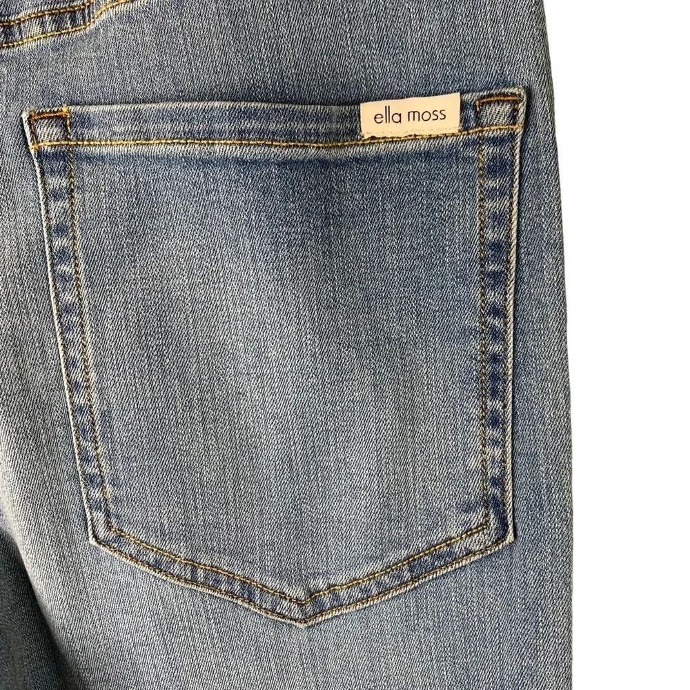 Ella Moss Patchwork Light Wash Wide Leg Crop Jeans Frayed Hem Retro BoHo Sz. 27